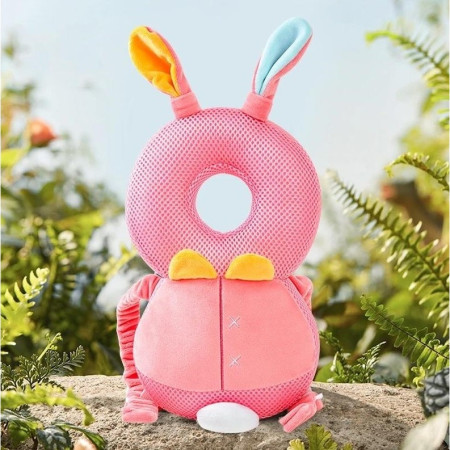 Pernă Rucsac BabyBunny, Protecție pentru Cap, Tetieră cu Design Aerisit, 33x6x19 cm, 180 g, Roz