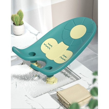 Suport de Baie Bebelusi, Flippy, 0-12 luni, Montare pe Chiuveta/Lavoar/Cada, Ventuze Antiderapante cu Intaltime Reglabila, 50 x 24 x 12.5 cm, Verde