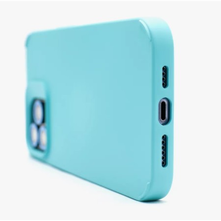 Husa Apple iPhone 14 Pro Max, Flippy, din Silicon Lichid, Interior din Microfibra, Lentile Fosforescente de Protectie Camera, Anti Amprenta, Rezistenta la Socuri, Bleu