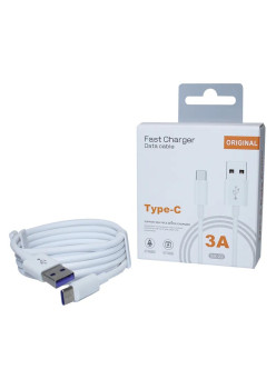 Cablu Date si Incarcare Flippy, SX-22, USB la Type-C, 3A Fast Charge, 1 m, cip protectie  invelis rezistent la indoire TPE, Alb