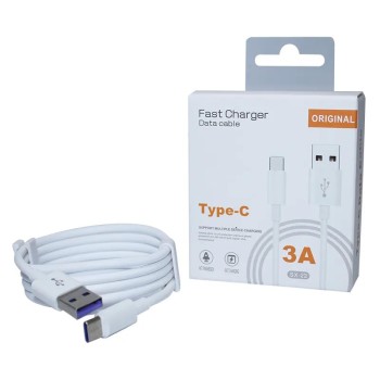 Cablu Date si Incarcare Flippy, SX-22, USB la Type-C, 3A Fast Charge, 1 m, cip protectie  invelis rezistent la indoire TPE, Alb