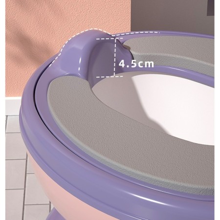 Olita Copii Tip WC, 1-8 Ani, Colac Moale PVC, Cutie Depozitare, Compartiment Detasabil, Antialunecare, Roz-Mov, 34x32x19 cm