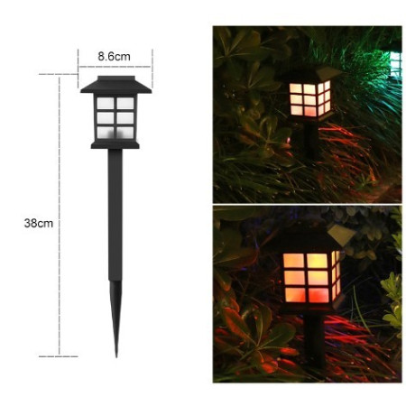 Lampă Solară LED pentru Grădină, Tip Felinar, Iluminare Decorativă, Roșu, IP65, 380 mm