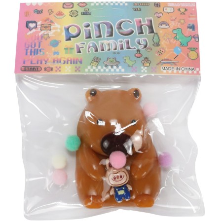 Jucarie Antistres Squishy, Flippy, cu Revenire Lenta, Model Urs, Ambalaj Transparent, 4.5 x 7.2 cm, Maro
