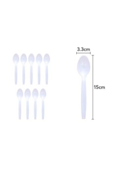 Set 10 Linguri de unica folosinta 15 x 3.3 cm, alb
