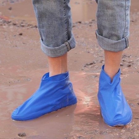 Husa Incaltaminte, Flippy, Impermeabila, Antiderapanta, din Latex, 13 x 13 x 2 cm, Marime M 34-40 cm, Albastru
