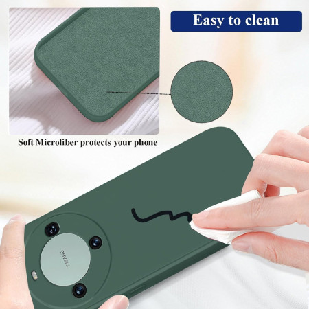 Husa de Protectie, Flippy, pentru Huawei Mate 60 Pro, Liquid Silicone, cu Microfibra pe Interior, Protectie Antisoc, Compatibil Incarcare Wireless, Verde