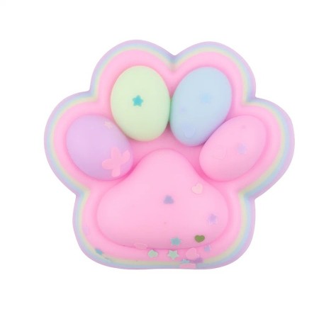 Jucarie Antistres Squishy, Flippy, Labuta de Pisica Pufoasa, cu Revenire Lenta, 7.5 x 8.5 cm, Model 27052, Multicolor