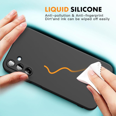 Husa de Protectie, Flippy, pentru Samsung Galaxy A15, Liquid Silicone, cu Microfibra pe Interior, Protectie Antisoc, Compatibil Incarcare Wireless, Negru