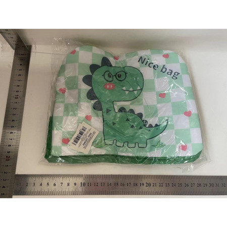 Geanta Termoizolanta pentru Copii, Flippy, 23x13x19 cm, Model Imprimeu Dinozaur, din Folie de Aluminiu si Panza Oxford, Verde