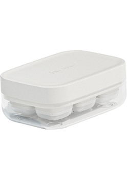 Forma pentru gheata cu presa Flippy, din silicon alimentar, 6 cuburi, caserola pentru depozitare, usor de folosit si curatat, 10.5 x 7.5 x 4.1 cm, alb