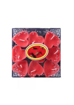 Set 9 Lumanari in Forma de Inima, Flippy, pentru Ziua Indragostitilor, Aroma de Capsuni, Ardere 3.5 h, din Parafina, 4 x 2 cm, Rosu