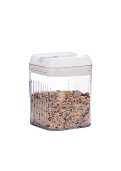 Cutie depozitare Alimente, Flippy, PET+ABS+Silicon, 12.5x12.5x16.5 cm, 461 g, 1.3L, Transparent alb