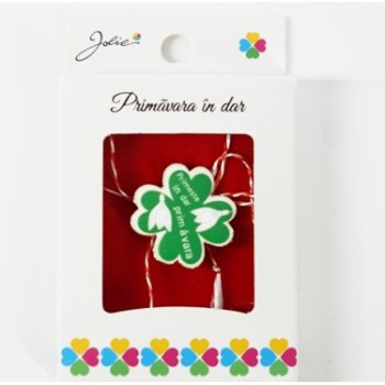 Martisor Brosa Mica in Cutie, Dimensiune Brosa 2.5-3 cm, Material Metal, Model Primeste Primavara in Dar