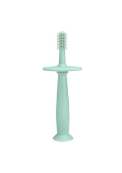 Periuta dinti silicon bebelusi 360 grade, bariera anti-inghitire, maner ergonomic, fara BPA, turcoaz, 12.5 cm