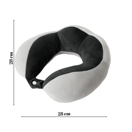 Pernă de Voiaj pentru Gât, Bumbac Moale, Suport Ergonomic cu 4 Puncte de Confort, Sistem de Prindere cu Capse, Ideală pentru Călătorii, Birou, Mașină, Negru