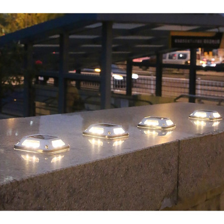 Lampă Solară LED pentru Grădină, 8 LED-uri, Montaj Perete & Sol, IP65, ABS & Policarbonat, 9x9 cm, 600mAh, Alb Rece