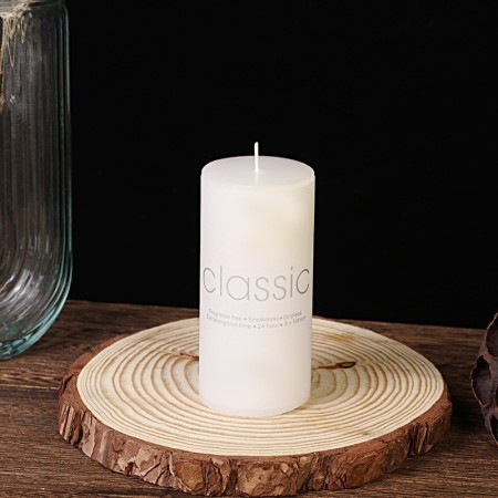 Lumanare Decorativa, Flippy, din Parafina, Cilindrica, Fara Fum si Fara Parfum, 5 x 10 cm, 190 g, Ardere 24h, Ivory Alb