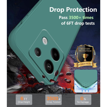 Husa de Protectie, Flippy, pentru Xiaomi Redmi Note 13 5G, Liquid Silicone, cu Microfibra pe Interior, Protectie Antisoc, Compatibil Incarcare Wireless, Verde