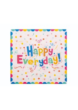 Set 20 de Servetele de Masa, Flippy, Model Happy Everyday, 17 x 17 cm, Multicolor