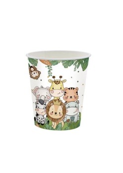 Set 10 Pahare, Flippy, Imprimeu Jungle, din Carton, 7 x 8.5 cm, Verde