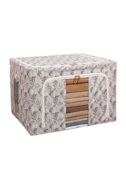 Cutie Depozitare, Flippy, 66L, din Material Textil, 50 x 40 x 33 cm, pentru Haine si Lenjerii, Model Bambus, Galben