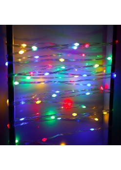Instalatie de Craciun cu 8 jocuri de lumini, liniara, cu 200 micro LED-uri, 20 m, 220V, fir transparent, 3 fire cupru, multicolora