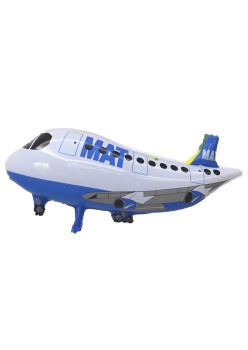 Balon din Folie Metalizata, Flippy, Figurina Avion, Tema Aeronava, 44x82.5 cm, Ambalaj Individual, Pai Inclus, Umflare cu Aer sau Heliu, Alb