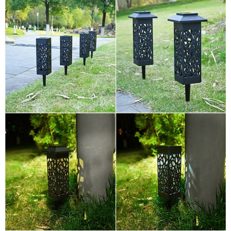 Lampă Solară LED pentru Grădină, Design Felinar cu Acoperiș, Iluminare Alb Cald, IP65, 600mAh, 30.2 cm