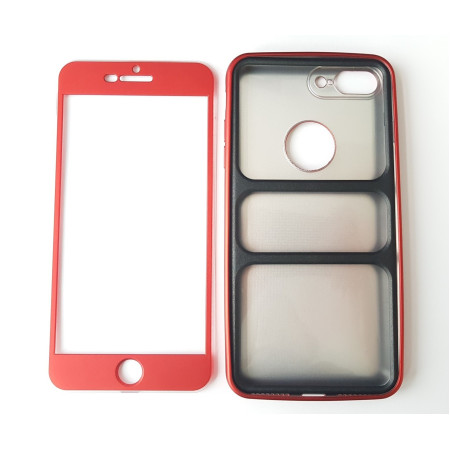 Husa Apple iPhone 7 Plus Full Silicone 360 Rosu