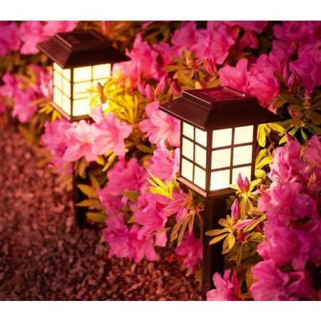 Lampa solara Led pentru gradina, Tip felinar, Flippy, Alb cald
