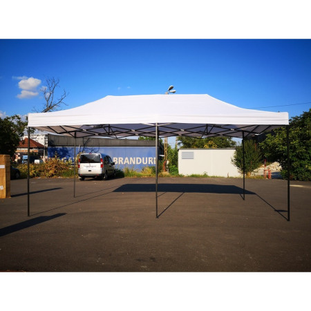 Cort Pavilion 3x6 m Alb, Pliabil, Cadru Metalic, Reglabil pe Înălțime, Pentru Curte, Grădină și Evenimente Outdoor