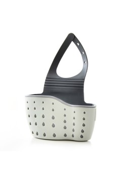 Organizator Chiuveta Bucatarie cu Scurgere – Suport Burete si Laveta, Verde, Plastic Flexibil, Curea Reglabila, 15x21 cm