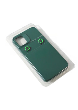 Husa Apple iPhone 14, Flippy, din Silicon Lichid, Interior din Microfibra, Lentile Fosforescente de Protectie Camera, Anti Amprenta, Rezistenta la Socuri, Verde