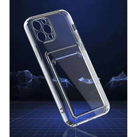 Husa protectie Flippy cu suport card compatibila cu Apple iPhone 13 Pro Max Transparent