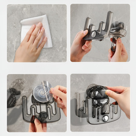 Suport pentru Incaltamintea de Casa, Flippy, fara Perforare, Montare pe Perete, Prindere Adeziva, 11.6x11x4.8cm, Gri Transparent