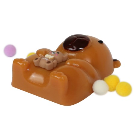 Jucarie Antistres Squishy, Flippy, cu Revenire Lenta, Model Urs, Ambalaj Transparent, 4.5 x 7.2 cm, Maro