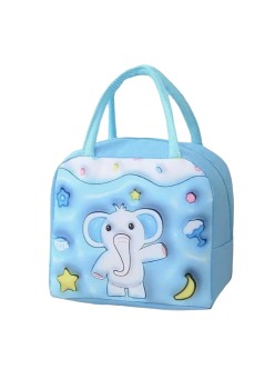 Geantă Frigorifică, Flippy, cu Desene Animate 3D, Portabilă pentru Copii, de Prânz, din Pânză Oxford, 23x13x19 cm, Model Elefantel, Albastru