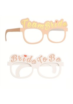 Set 10 Ochelari, Flippy, Tematica Petrecerea Burlacitelor, Model Team Bride si Bride to Be, 9 x Roz, 1 x Alb
