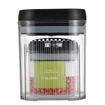 Cutii de Depozitare Alimente, Flippy, Set din 2 Cutii de tip Container, 1.3L, 0.5L, Recipiente pentru Cereale in Bucatarie,  Transparente cu Capac Negru