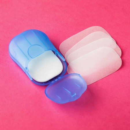 Mini Cutie de Sapun din Hartie, Flippy, de Unica Folosinta, Portabila, Potrivit pentru Calatorii, 20 buc, Albastru