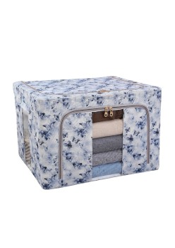 Cutie Depozitare, Flippy, 66L, din Material Textil, 50 x 40 x 33 cm, pentru Haine si Lenjerii, Model Fluturasi, Albastru