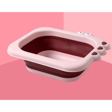 Lavoar Pliabil, Flippy, pentru Copii, din PP/TPE, Portabil, Model Crocodil, 30x24.5x9 cm, Roz