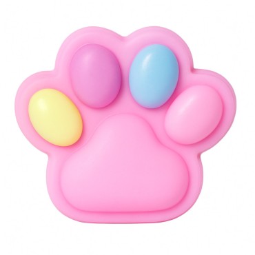 Jucarie Antistres Squishy, Flippy, cu Revenire Lenta, Labuta de Pisica Pufoasa, 8.5 x 7.5 cm, Ambalaj Transparent, Roz Multicolor