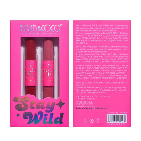 Set Rujuri & Gloss-uri "Stay Wild", 4 Culori – 2 Rujuri Mate + 2 Gloss-uri, Rezistente la Transfer, Cadou Ideal, 15.1 x 8.1 cm