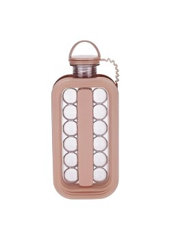 Forma pentru Gheata 2 in 1 Portabila, Flippy, sub Forma de Sticla, Sfere, Diametru 3 cm, Multifunctional, 17 Bilute, 27.5 x 11.4 x 5.5 cm, Culoare Roz Pal