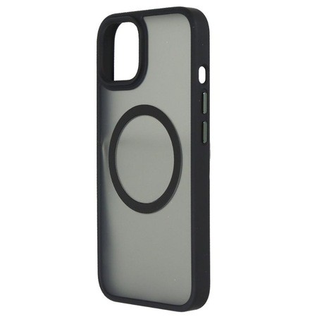 Husa MagSafe pentru Apple iPhone 11, Full Cover, Frosted Acrylic Color Big Hole, Magnetica, Incarcare Wireless, Flippy, Negru