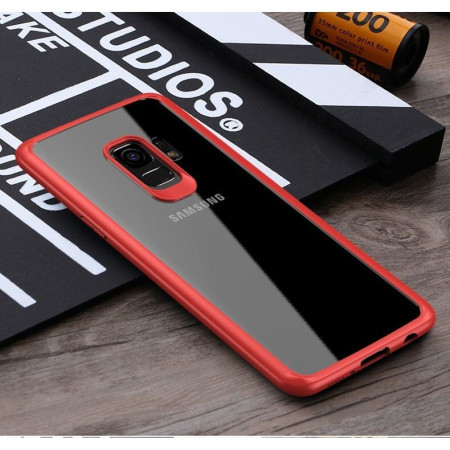 Husa Samsung Galaxy S9 Tpu Transparent cu margini colorate rosu