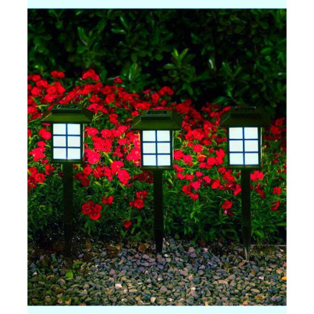 Lampă Solară LED pentru Grădină, Design Tip Felinar, Iluminare Albastră, IP65, 38 cm