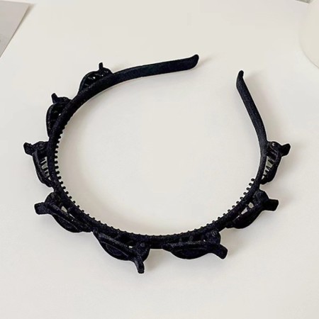 Banda de Par pentru Femei, Flippy, Agrafa Stil Coreean, Accesoriu pentru Par cu Textura MultiStrat, Negru
